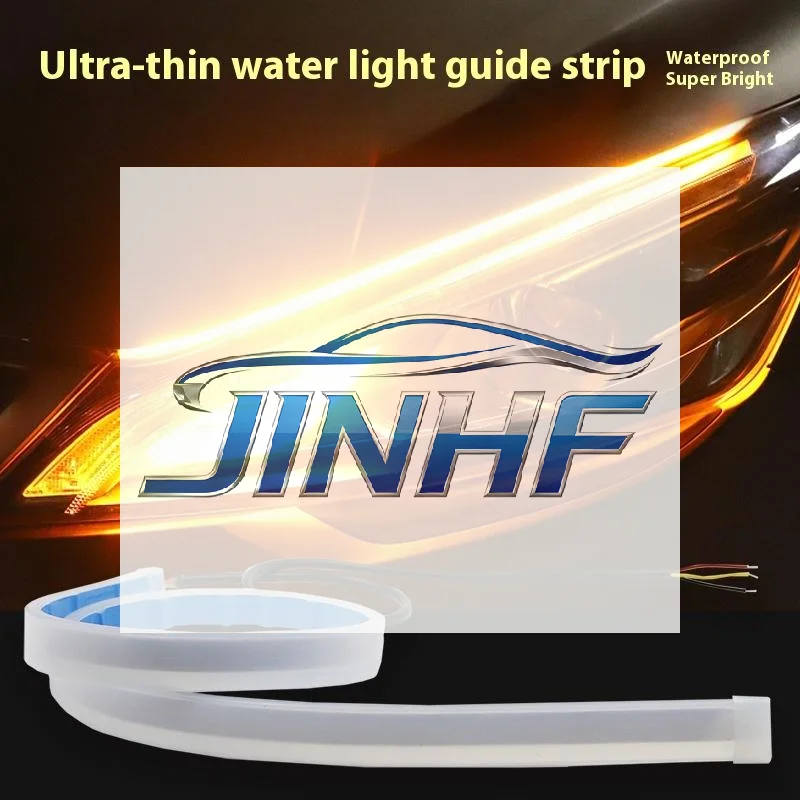 

2Pcs 30cm Car DRL Flexible Waterproof Headlight LED Strip Universal Auto Headlights Turn Signal Yellow Brake Flow Lights