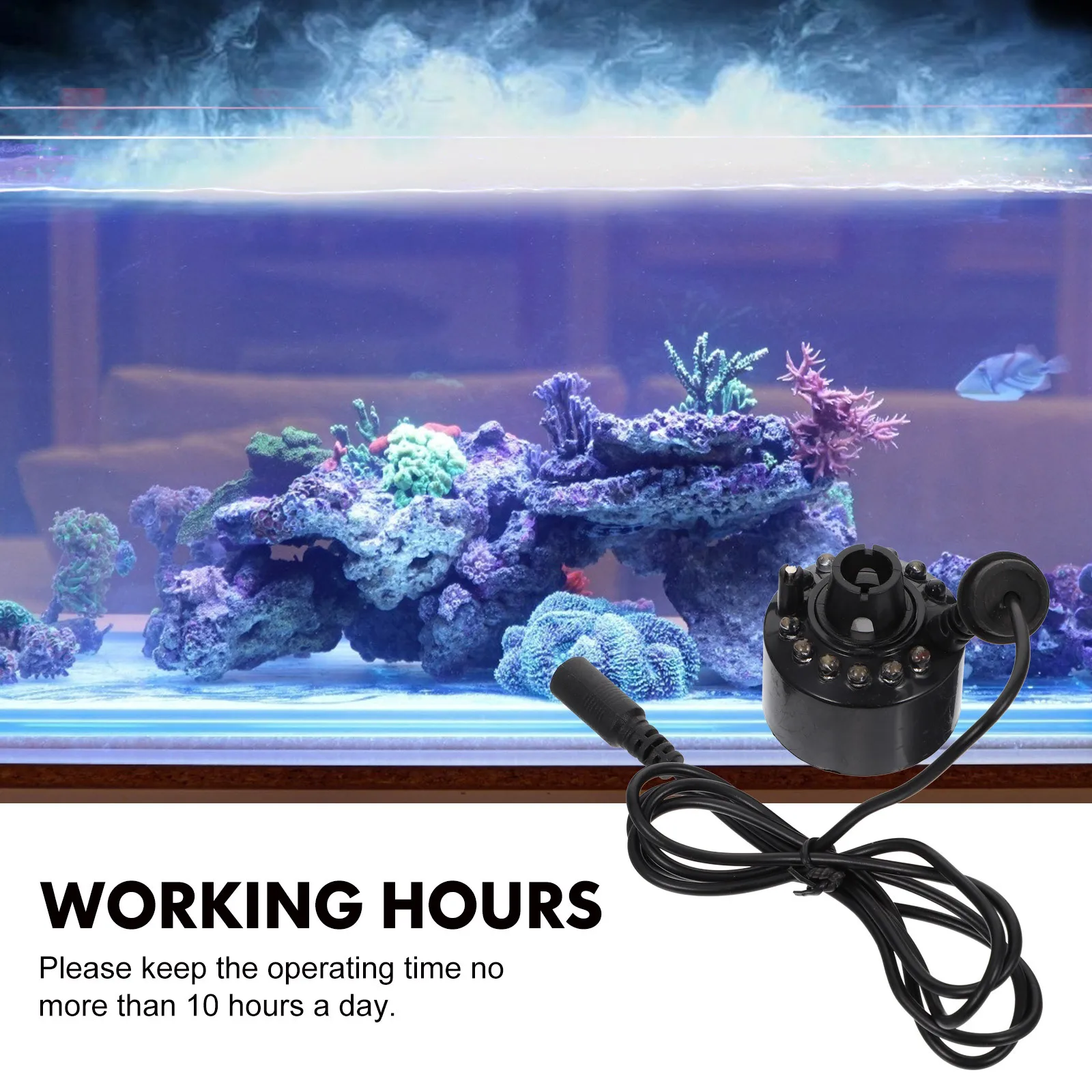

Mist Maker Fog Generator for Fish Tank Aquarium Pond Accessory Light Sprayer Air Humidifier Low Noise Romantic Scene