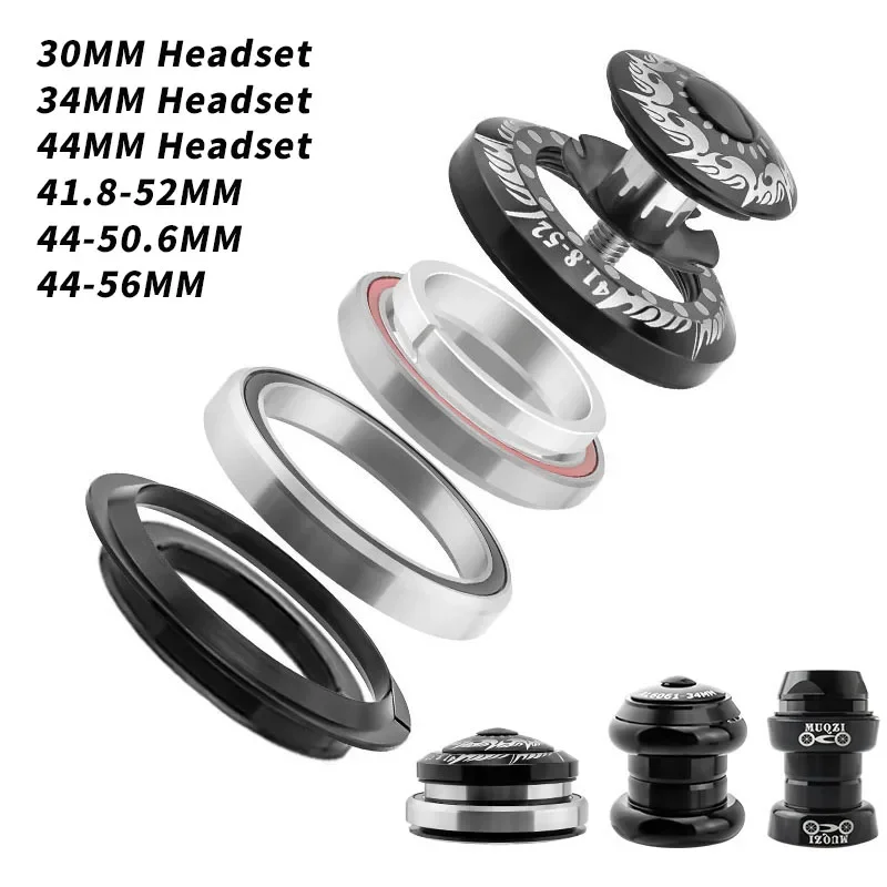 Bicycle Headset 30 34 42 44 41.8-52 42-47 44-56 44-50.6mm MTB Headset 1 1/8 1 1/2 Tapered Tube Integrated Straight Tube Headset