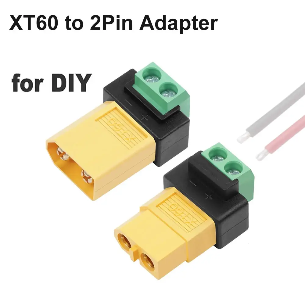XT60 Connectors Terminal Adapter,XT60 to 2Pin Solderless Terminal Adapter for Solar Panels,Drone, Model Aircraft,Balance Charger