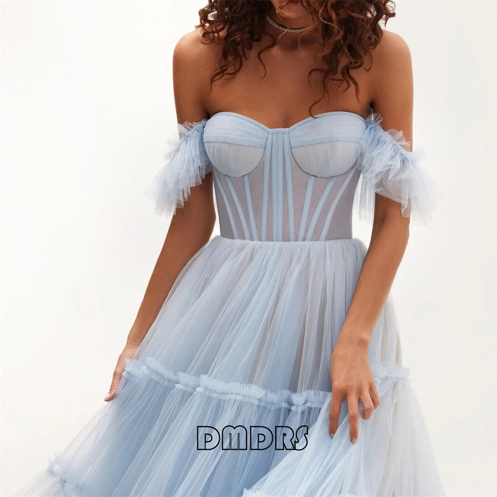 Sweet Tulle Dress for Women Off Shoulder Pleated Formal Dresses Sweetheart Prom Dress Party Gown Cocktail Birthday Formal Gown