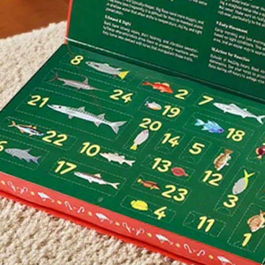 2025 Angeln Weihnachten Adventskalender 24 Tage Weihnachten Angeln Köder Kit Countdown-Kalender für Salzwasser Süßwasser Vater Geschenk