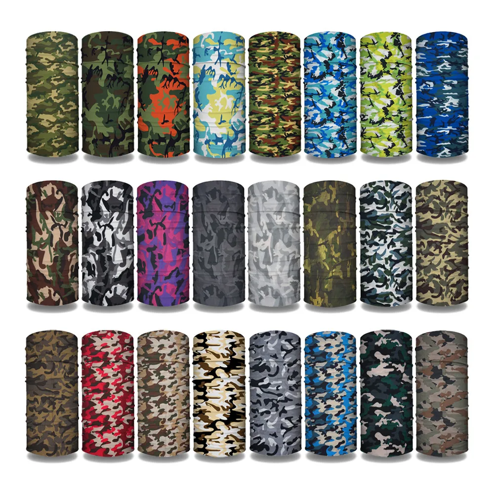 CM01-CM33 Camo Printed Bandanas Seamless Tube Cycling Face Cover Mask Camouflage Men Women Hiking Hunting Dustproof Neck Gaiter