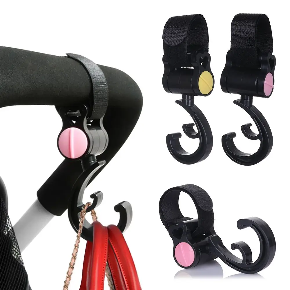 2PCS Multifunction Rotate 360 Degree Cart Hook  Bag Hanger Stroller Hooks Organizer Bag Clip
