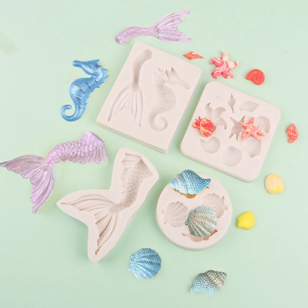 Ocean Series Silicone Candle Mould Starfish Conch Sea Shell Clay Resin Mold DIY Mermaid Drip Glue Making Handmade Lover Supplies