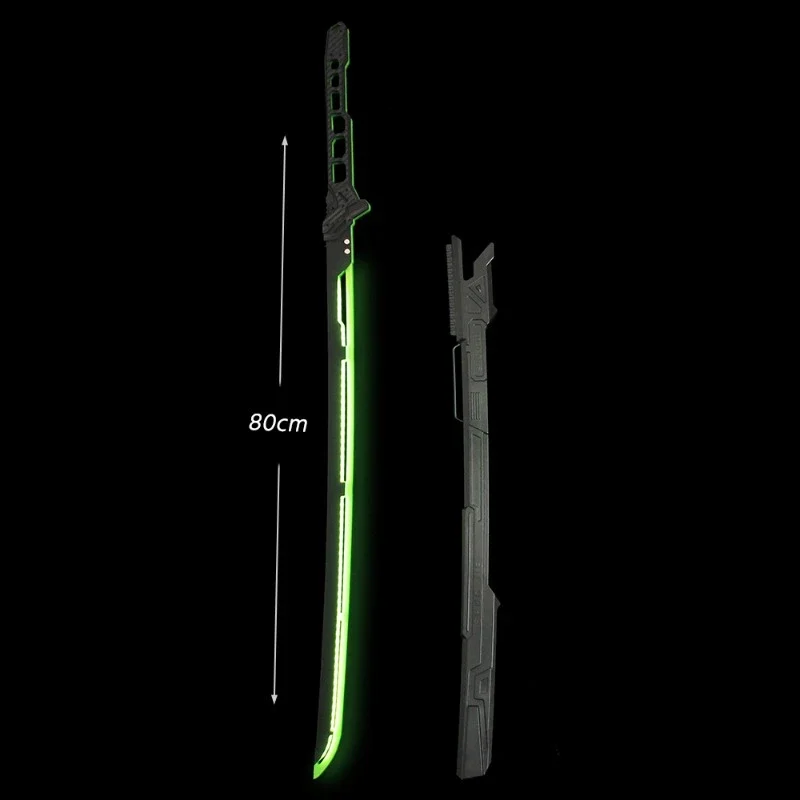 80 cm/31,4 pollici Cyberpunk Energia Termica Capelli Luce Spada Modello Funzionale Vento Katana Coltello Con una Guaina coltello Puntelli Cosplay Regalo