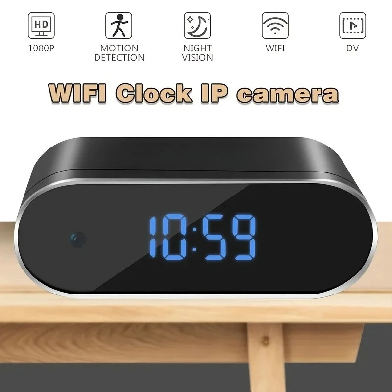 HD 1080P WiFi Mini Clock Camera Surveillance Cams Night Vision Alarm Monitor Wireless Video Recorder Camcorder Home Security