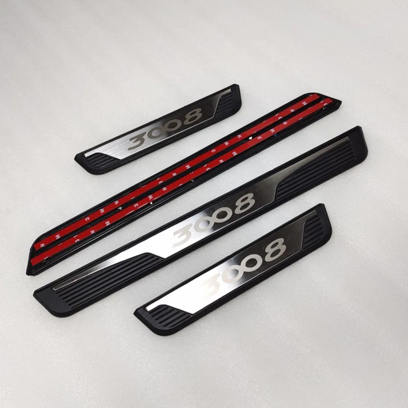 For Peugeot 3008 GT Car Door Sill Protector Scuff Plate Trim Interior Accessories Pedal Styling Sticker 2021 2020 2019 2018 2017