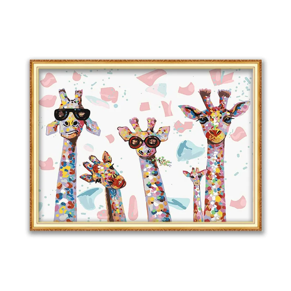 Animale Giraffa Fai da te Punto croce Ricamo Kit 11CT Ricamo Set artigianale Tela stampata Filo di cotone Decorazione della casa Design