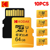 10Pcs KODAK Original Micro SD Card 64GB 128GB Flash Card 32GB U3 4K 256GB tarjeta micro sd Memory Card for Phone Camera Tablet