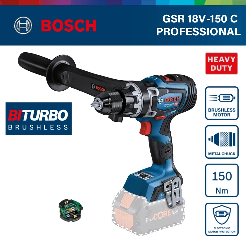 Bosch Biturbo Professional GSR18V-150C Brushless Cordless Impact Drill 150Nm Screwdriver Bosch Professional Electric Tools