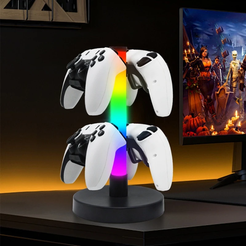 RGB gaming controller stand, headphone stand, ambient lighting, gaming pickup rhythm light desk lamp, night light view 6