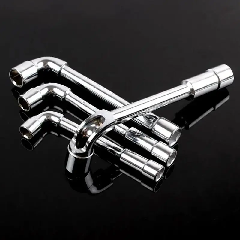 L-Type Angled Socket Wrench Spanner with Thru Hole, Chrome Vanadium Material, Mirror Polished, 8-12mm