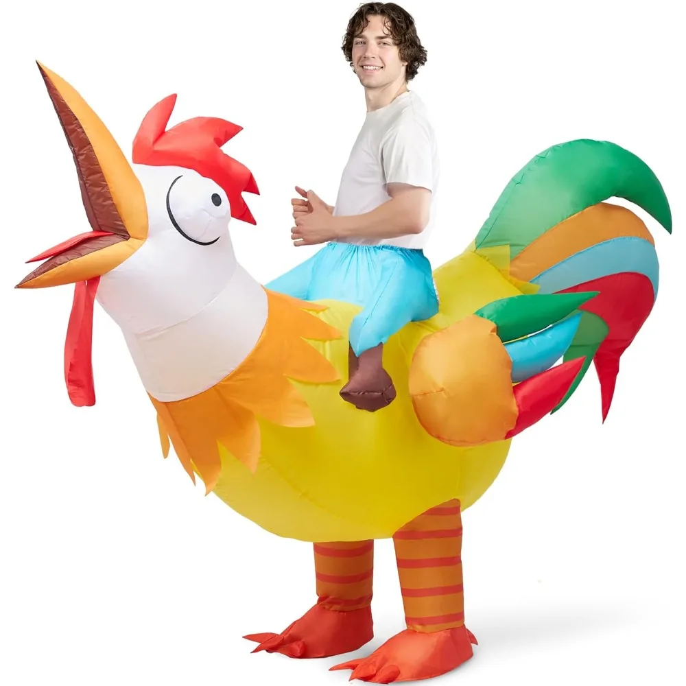 

Chicken Inflatable Costume Adult, Riding A Rooster Blow Up Funny Halloween Costume for Men Women Dress-Up Themed Cosplay Parties