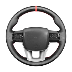 Steering Wheel Cover For Toyota Fortuner 2016-2019 Hilux 2015-2019 3D Carbon Fiber & Perforated Leather Steering Wheel Cover