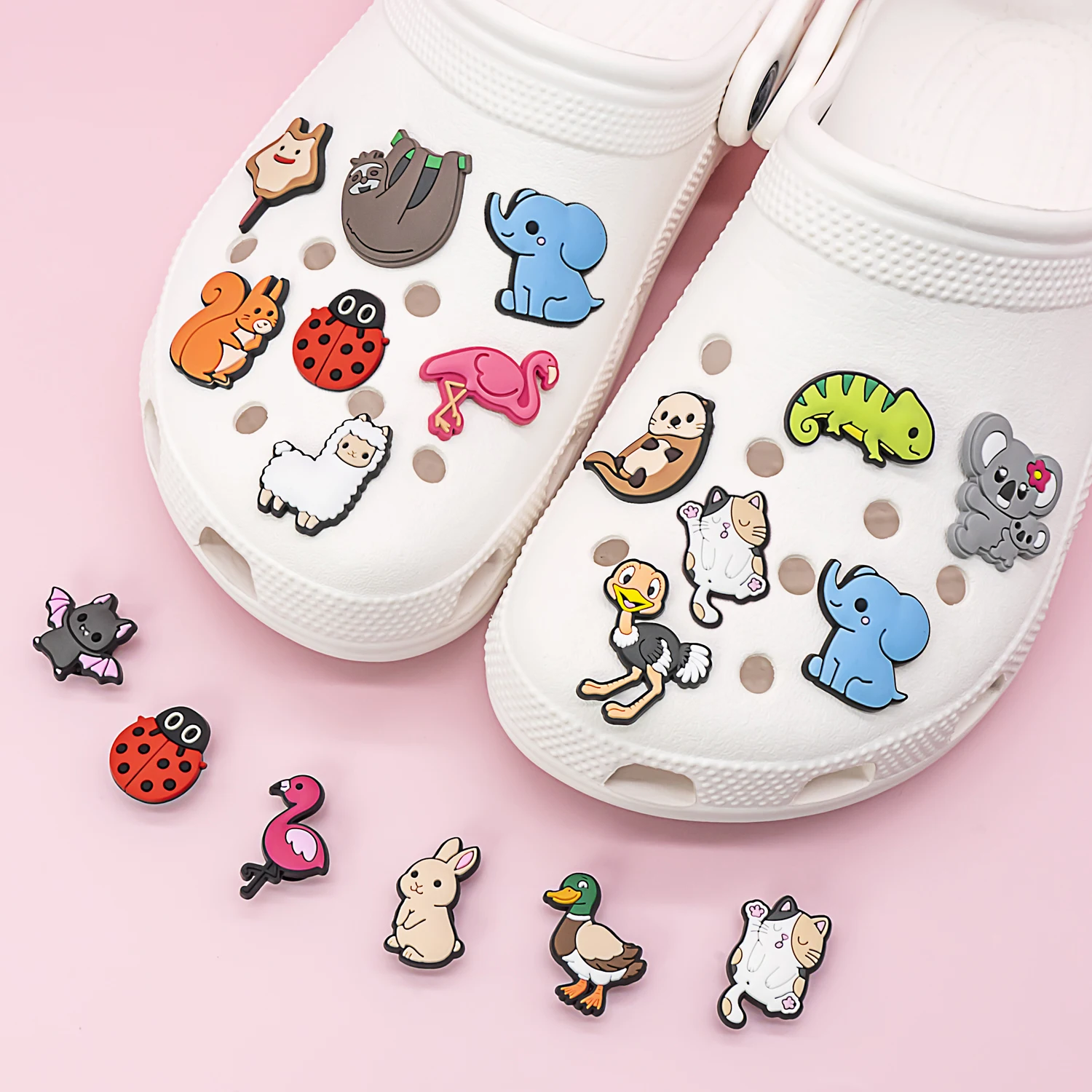 1pcs Cute Animals Shoe Charms Accessories Funny Duck Dog Panda Pig Shoe Decoration Bunny Cat Clog Pin for Women Grils Gift