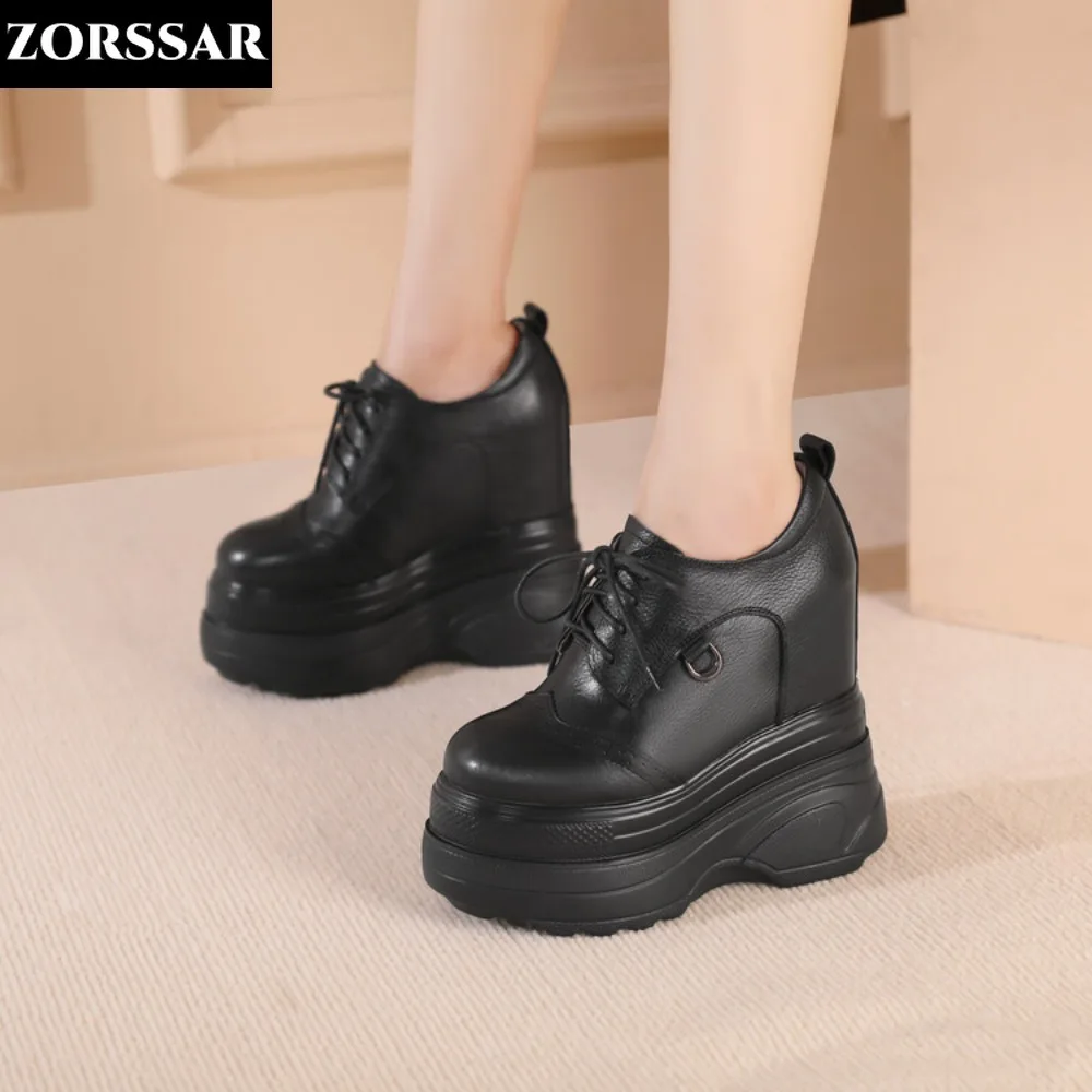 16CM Wysoka platforma Kobiety Trampki Jesień Gruba podeszwa Casual Dad Shoes Walking Chunky Shoes Woman Leather Sneakers Zapatos Mujer