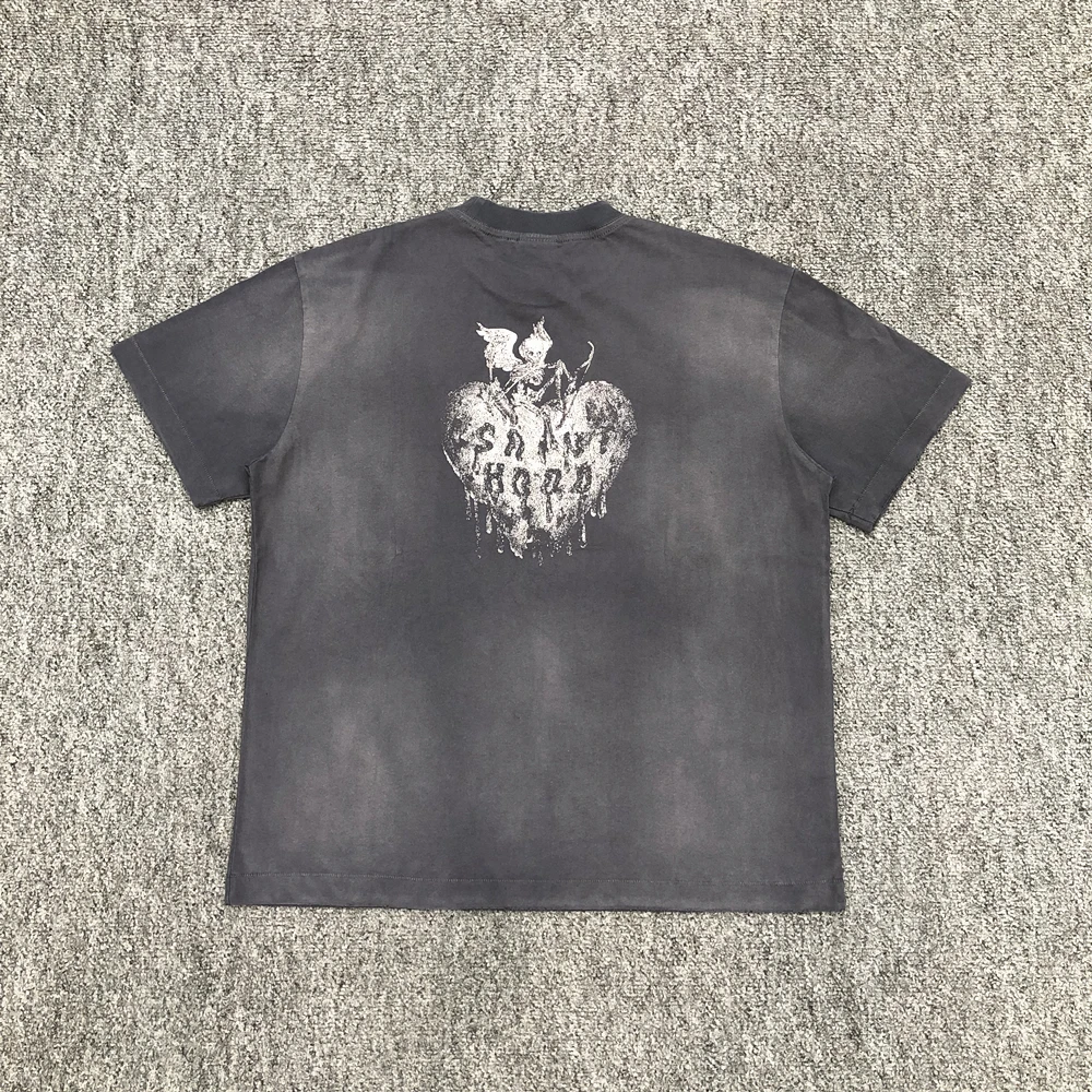 Yao Fashion Vintage Washed Casual Streetwear Loose Short Sleeve Summer Urban Daily Wear Comfortable Cotton T Shirt Unisex