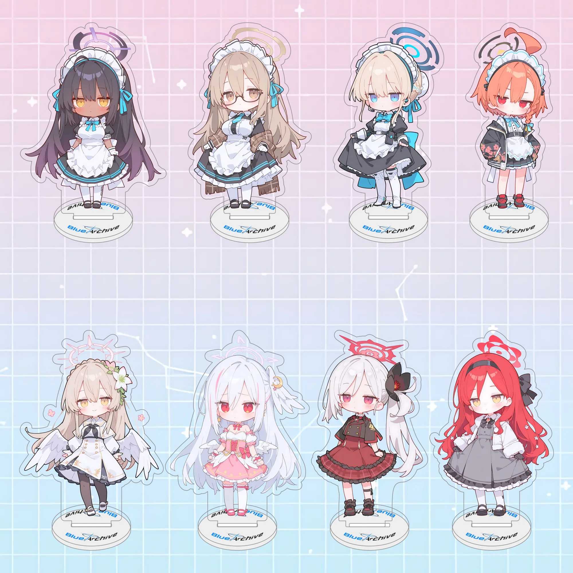 Game character merchandise Blue Archive,10cm Maid outfit chibi-style acrylic standee Keychain,Mikamo Neru,Cute Decor Ornament