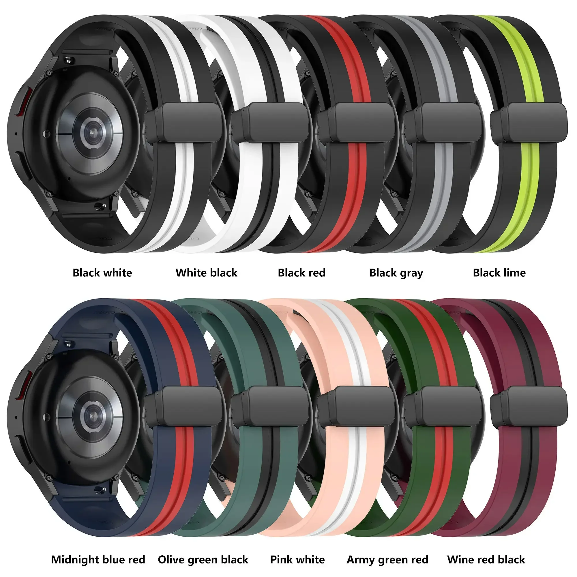 سوار سيليكون لساعة سامسونج جالاكسي ، حزام مغناطيسي ، سوار ، 5 ، 4 ، 6 ، 5 برو ، 40 ، 44 ، 45 ، 42 ، 46 ، 47 43 v