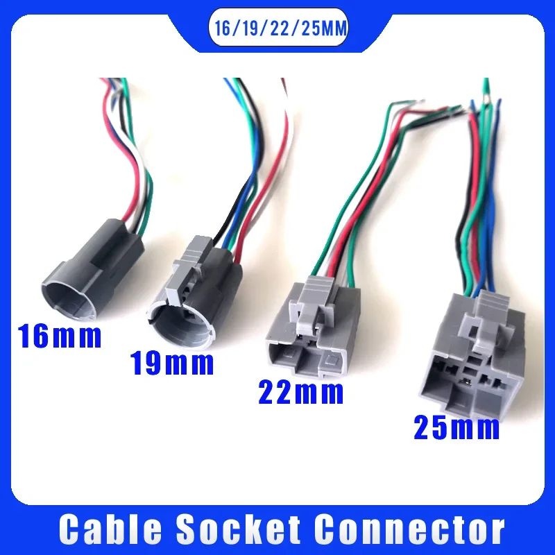 Enchufe de cable de 16mm, 19mm, 22mm, 25mm para interruptor de botón LED, cables de coche, lámpara estable, botón de luz, conector de cable de