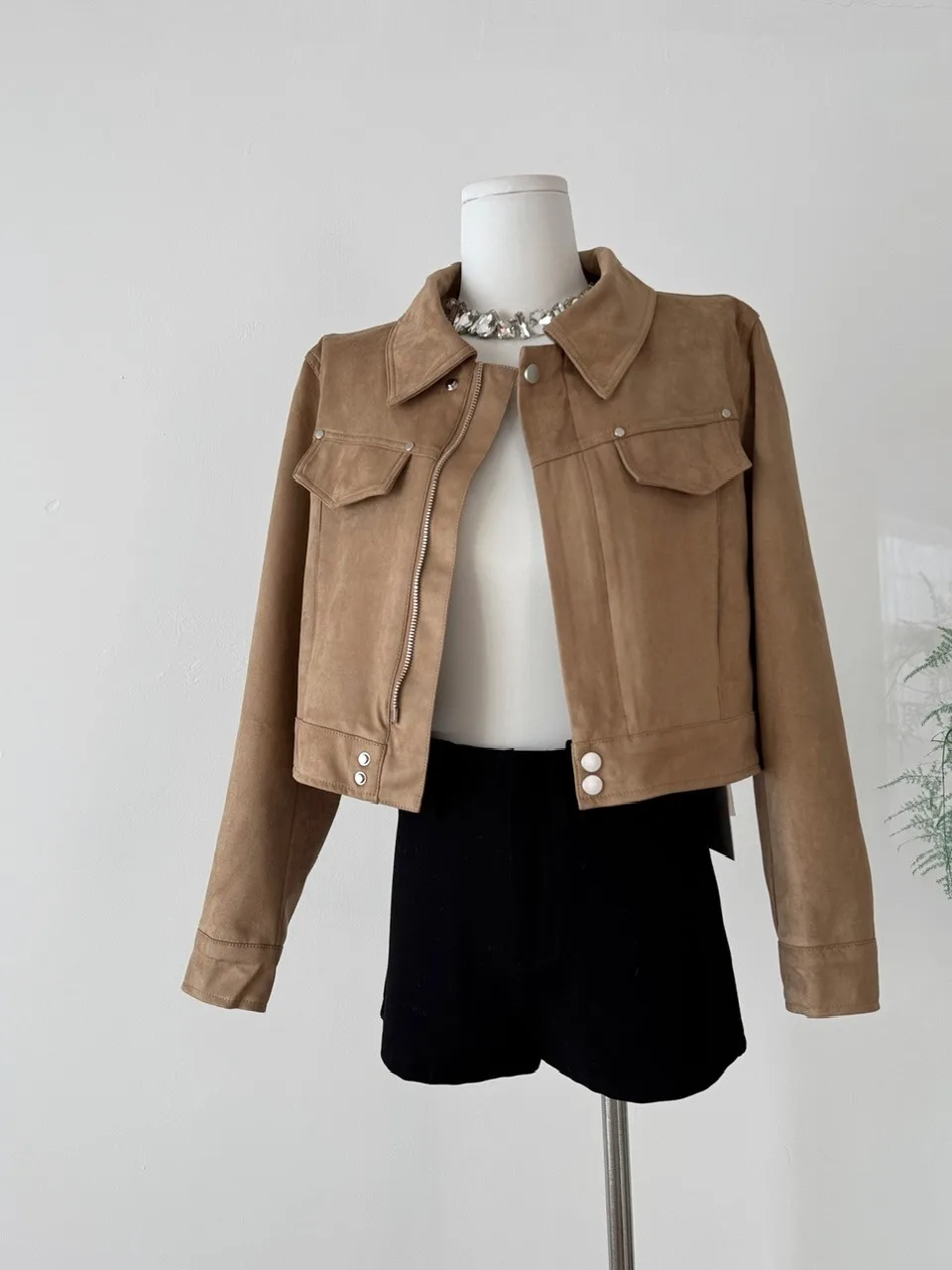 معطف نسائي من جلد الغزال Jaet ort كاجوال Sle كوري أنيق أوائل الخريف وخفيف الوزن وأنيق بأزرار للإغلاق