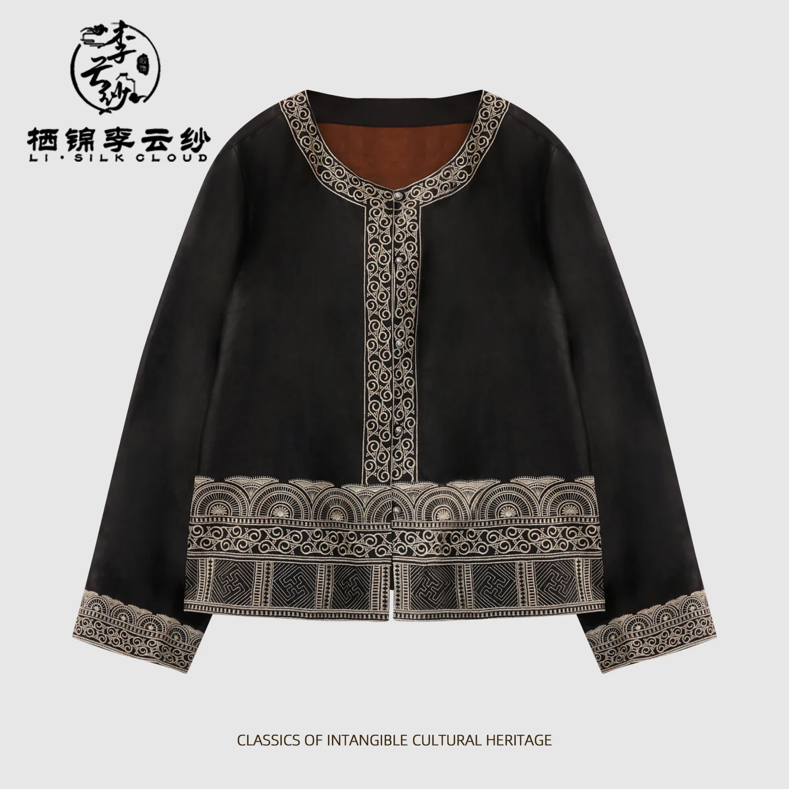 LI SILK CLOUD Premium Silk Xiangyunsha Ethnic Coat - Autumn Style, Delicate Fabric & Fusion of Oriental Folk Charm