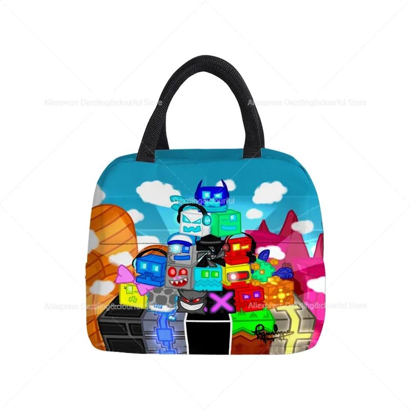 Angry Geometry Dash Cooler Picnic Bag Fashion Lunch Bag School Food borsa da pranzo isolata borsa da viaggio da campeggio