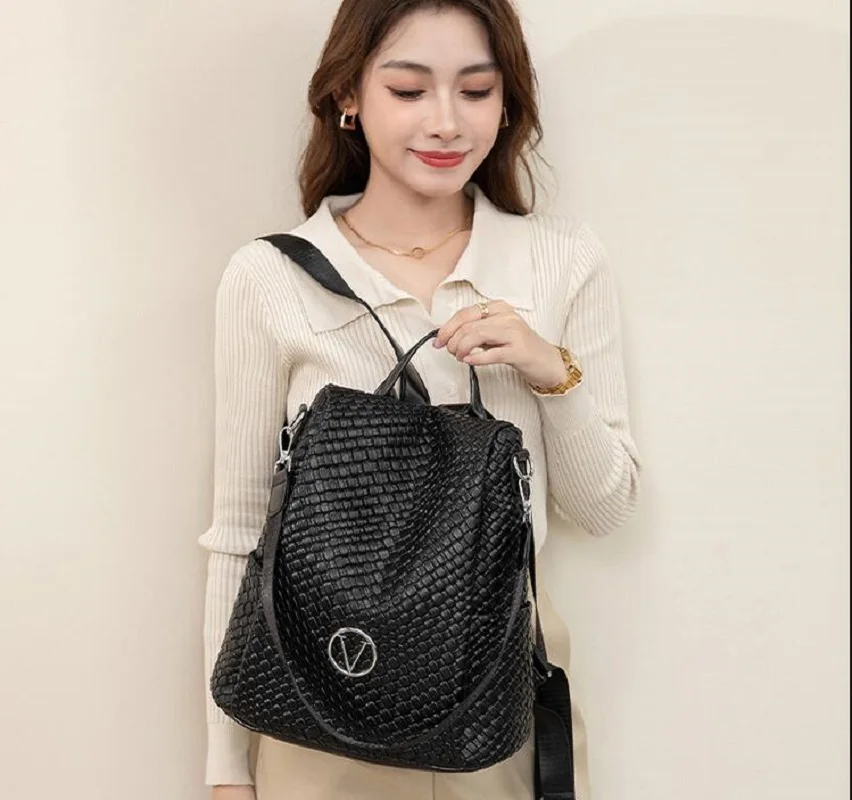 2025 New Fashion Luxury Multifunctional Anti Theft Travel Backpacks Women Large Capacity Leather Shoulder Bags School Bag Totes