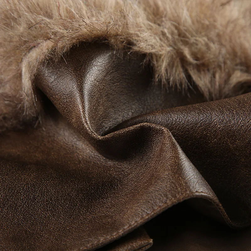 Vintage Patchwork PU Leather Furry Skirt  Fashion Slim Fit Mini Skirts Women Brown Tribal Style Fur Patchwork Skirt Nightclub