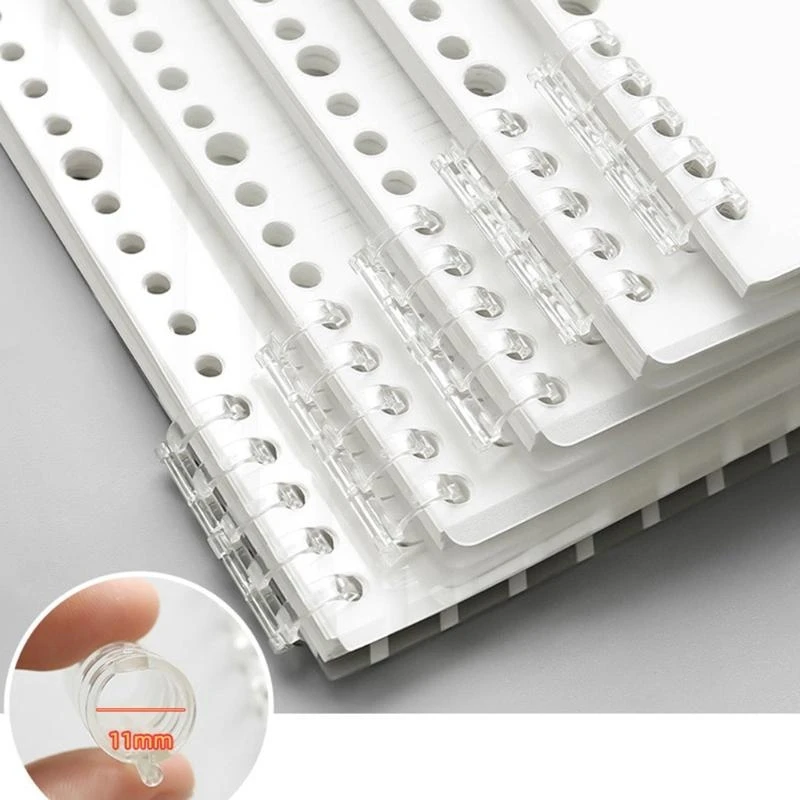 W89C Clear Ring Capacidad 80 páginas Anillo enlace peine plástico para escuela oficina