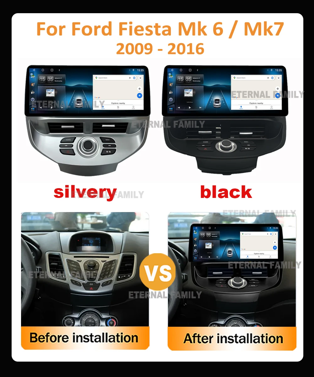 12.3 بوصة أندرويد 15 Carplay راديو السيارة واي فاي 4G لاعب ستيريو لتحديد المواقع مشغل وسائط متعددة الملاحة لفورد فييستا MK6 MK7 2009-2016