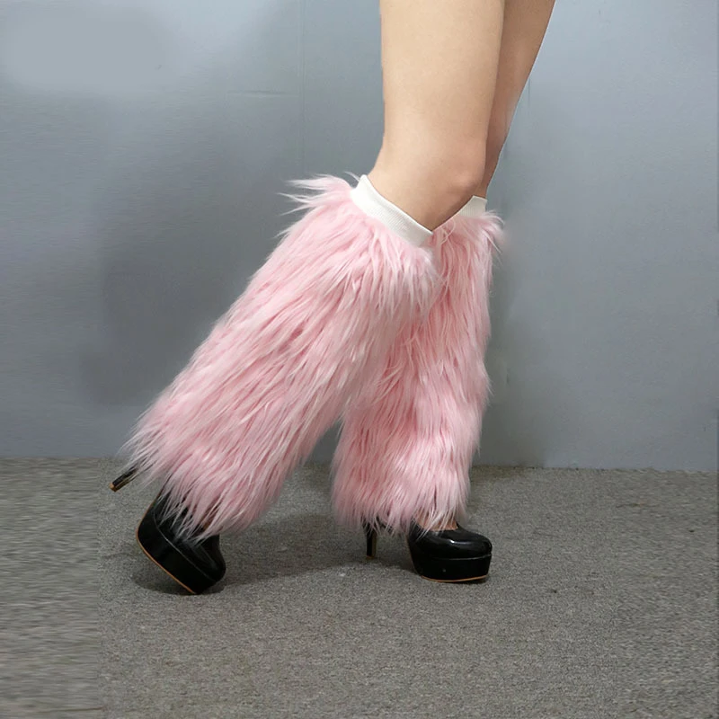 Fluffies Faux Fur Boots Socks Winter Female Leggings Trendy Warming Leg Warmers Solid Color Foot Sleeve Boot Cover For Women 발토시