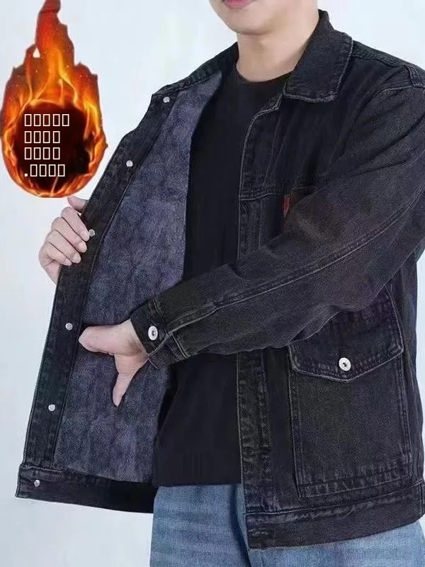 

Теплая джинсовая куртка на флисовой подкладке для мужчин, свободного кроя, износостойкая, для сварки и защиты на производстве, весна-осень-зима