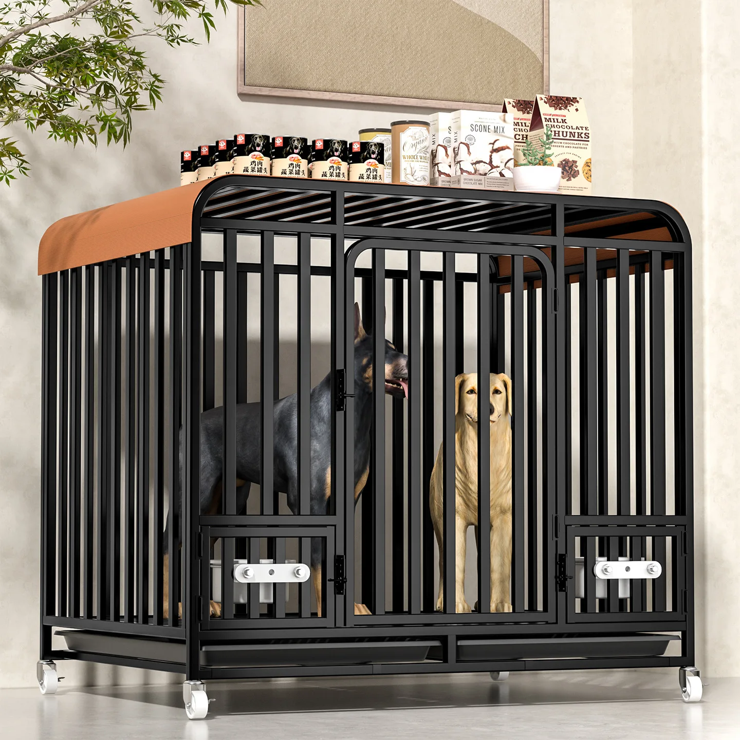 Large Medium-sized Dog Cage Iron Extra Thick 3.0 Tube Rectangular Indoor Toilet Separation for Golden Retriever Border Collie