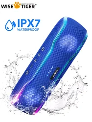 WISETIGER F10C 25W Bluetooth Speaker IPX7 Waterproof Speaker Outdoor Portable Wireless Sound Box BT5.3 RGB Light TWS Connection