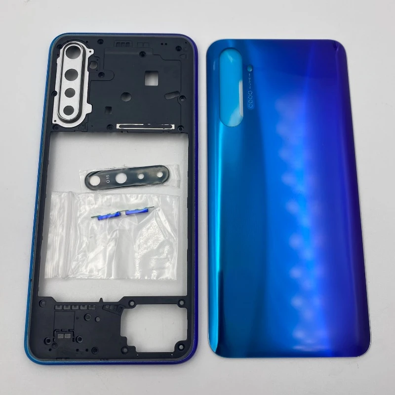 

New for Realme X2 XT RMX1991 RMX1921 Full Housing Phone Middle Frame Housing Cover with Rear Glass Battery Door Replace