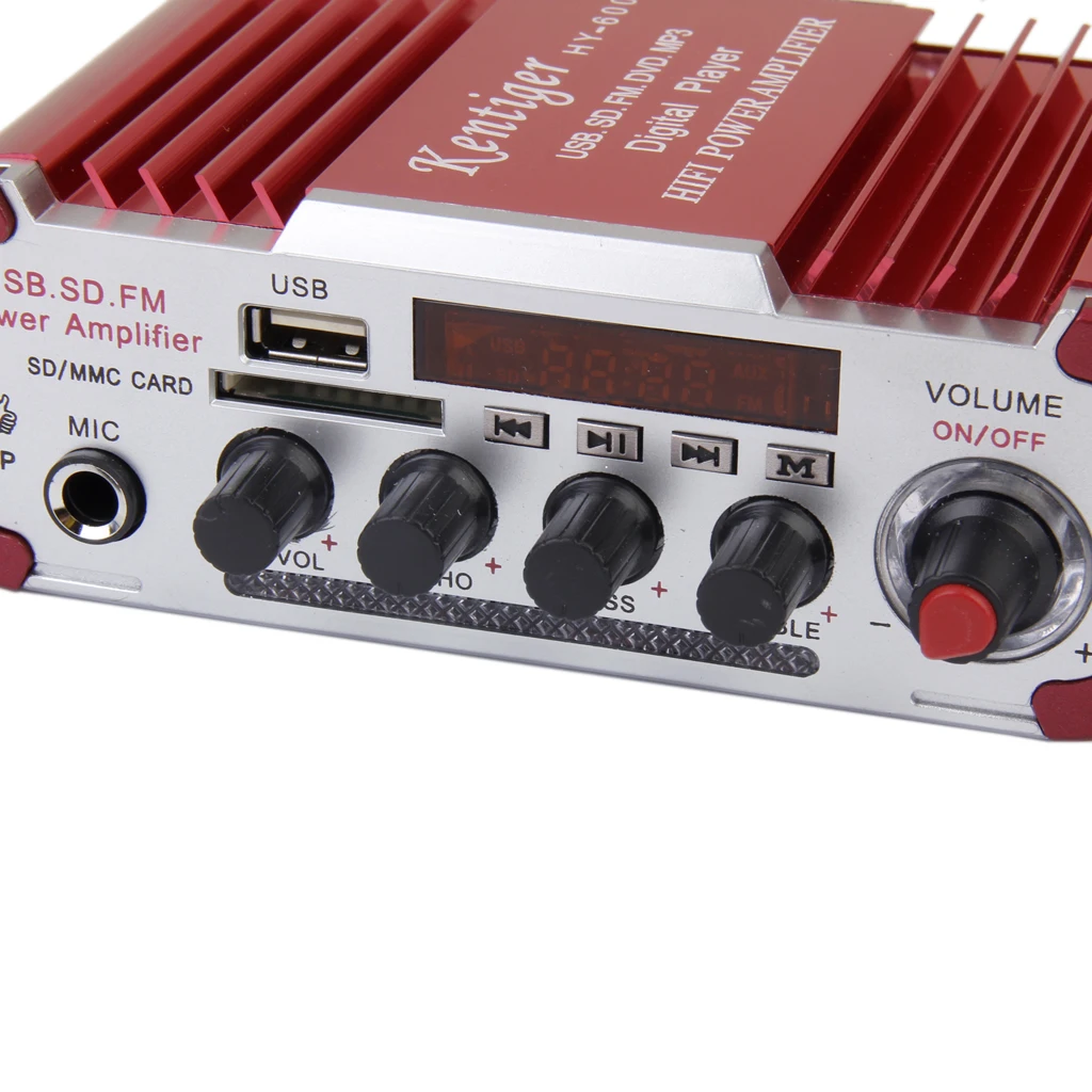 DC12V Microphone Power Amplifier for USB SD/MP3 Format/FM lHY600 Red