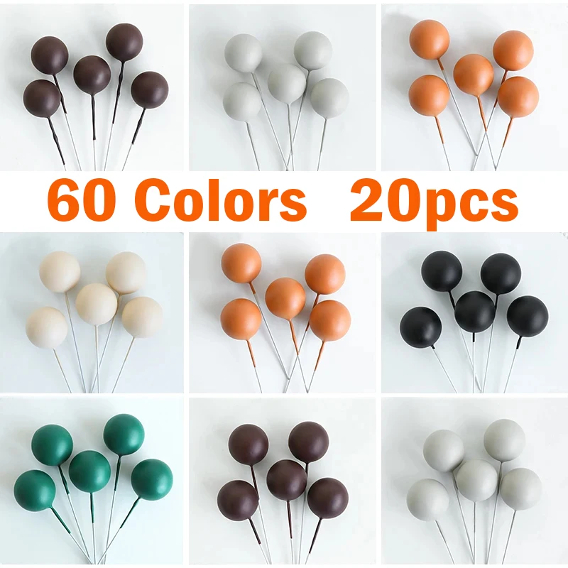 20Pcs Balls Cake Toppers Boho Birthday Metal Glitter Balls Cake Topper for Baby Shower Wedding Party Cupcake Cake Decorations