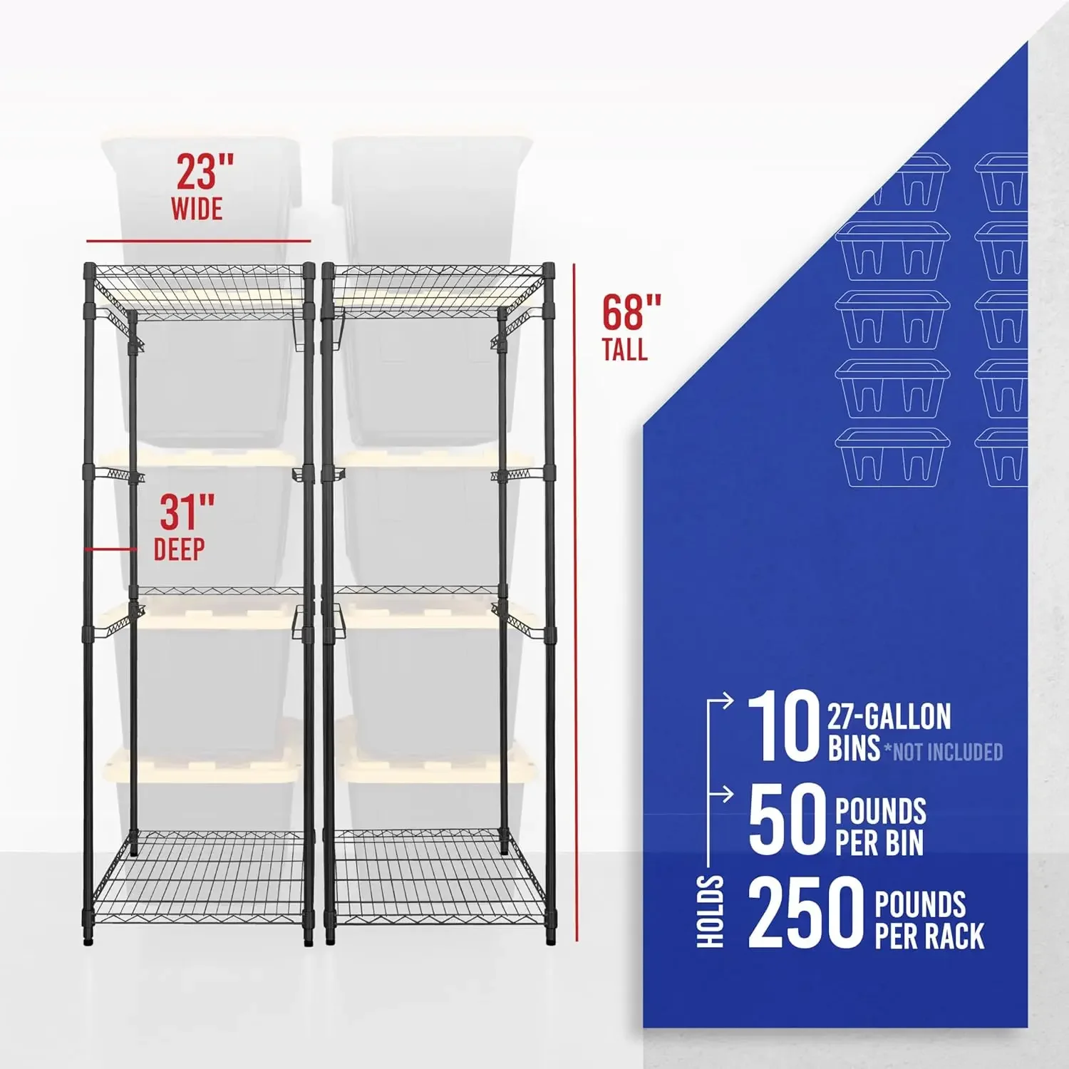 

Быстрая доставка, 2 штуки, 5-ярусная стальная стеллажная система для хранения – Максимизация пространства, организация, экономия места, сертифицировано NSF, для гаража, погрузочных зон