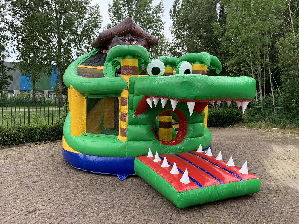 Customize 6mx4.5mx 4m Outdoor Children Giant Inflatable Crocodile Jumping Obstacle Course