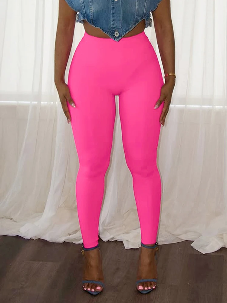 Raar Puss Casual Sportieve Lange Broek Vrouwen 2025, Nieuwe Stijl Effen Hoge Taille Skinny Perzik Hip Look Slanker Eenvoudige Mode Broek