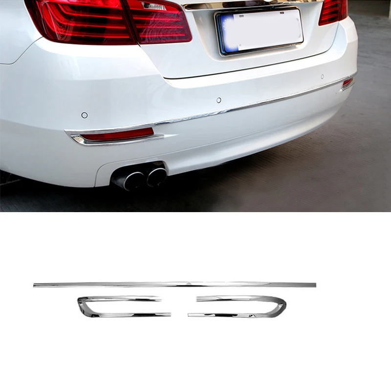 

3pcs Rear Bumper + Rear Fog Light Frame Cover Trim Car Bumper Rear Lip Refit Decorate For BMW 5 Series F10 14-2016