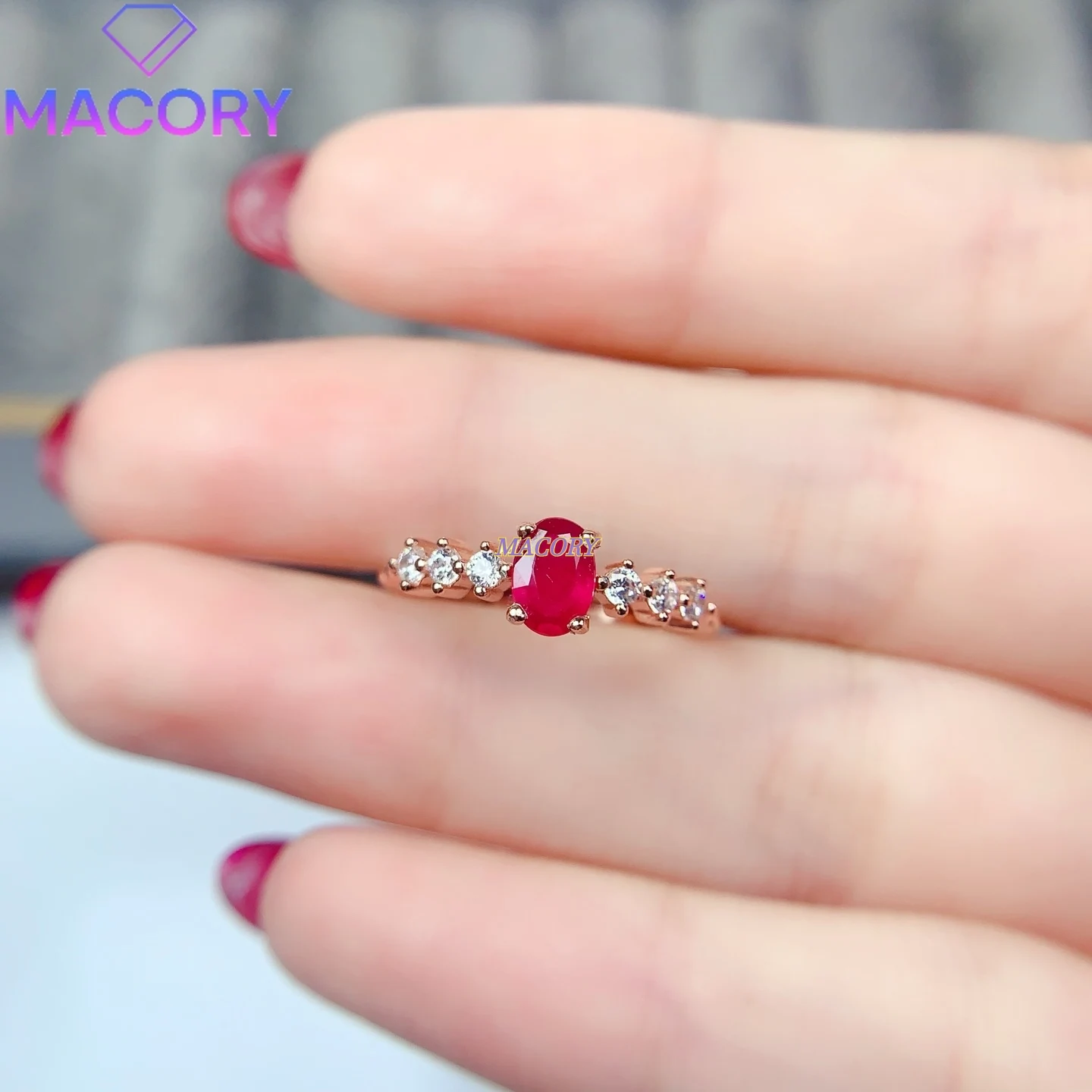 

New natural ruby ring for women made of 925 sterling silver with bright colors and classic high-quality gemstone.