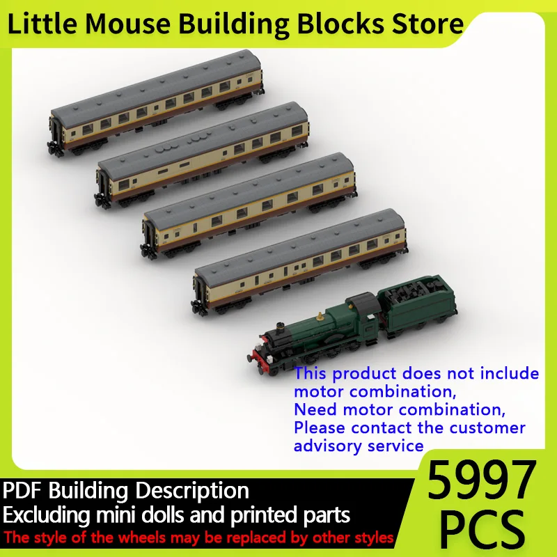 

City Car Model MOC Building Bricks Hall-Type Steam Locomotive Carriages Modular Technology Gifts Holiday Assemble Children Toys