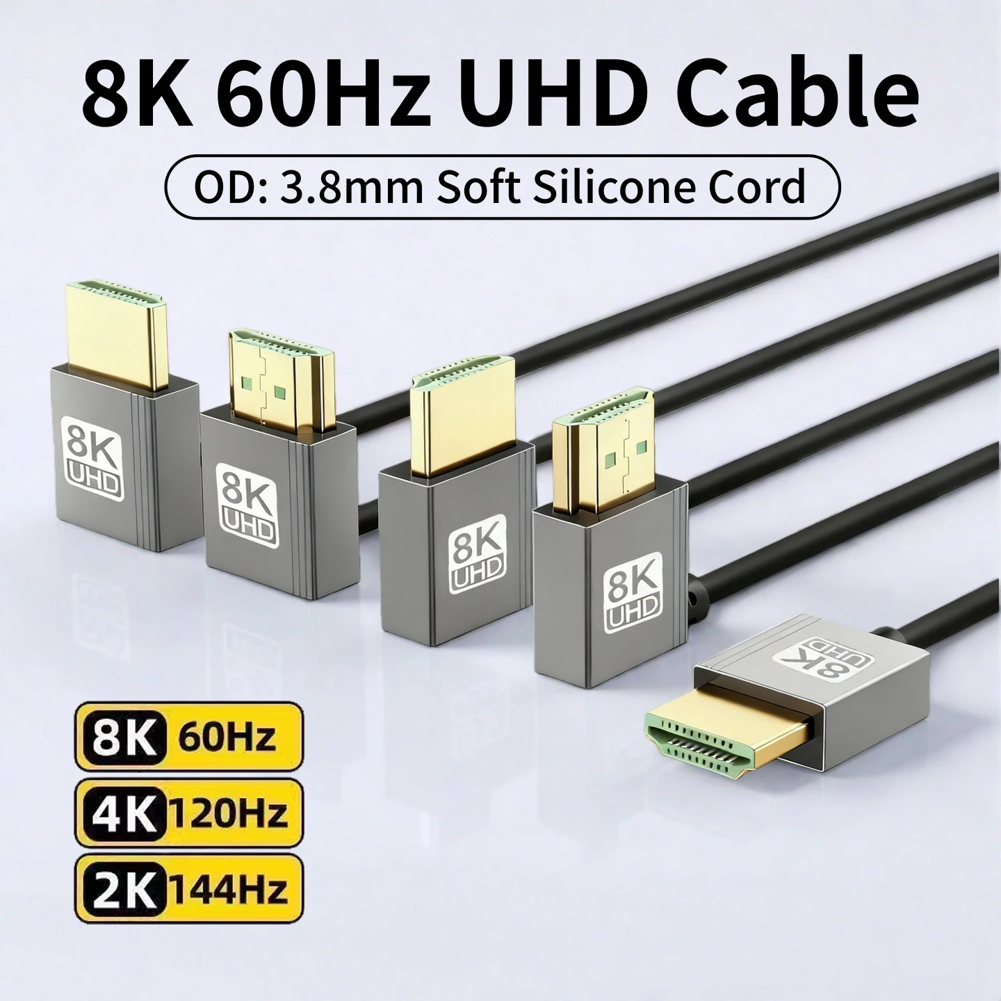 

Soft Silicone 8K HDMI-Compatible 2.1 Cable - Ultra HD 4K/8K 60Hz 240Hz High Speed Cord for PS5 Xbox PC Gaming Streaming Monitor