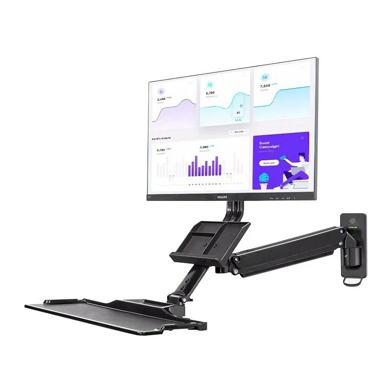 19-27 inch sitting and standing dual-purpose workbench, monitor bracket, wall-mounted industrial equipment