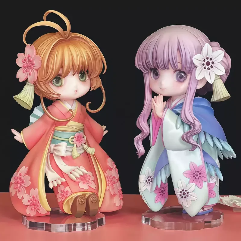 

Cardcaptor Sakura Sakura Kinomoto & Tomoyo Daidouji 12CM Chibi Kimono Figure PVC Anime Collectible Model Gift