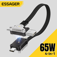 Essager 65W 4 in 1 USB C Cable Mecha Fast Charging Cable for iPhone 16 15 14 Macbook Type C Multi Port Quick Charge Wire
