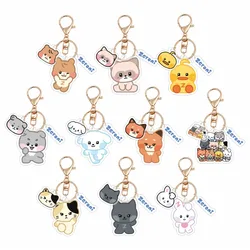 KPOP ZB1 Cartoon Merch Keychain for Women Men ZEROBASEONE Kawaii Fashion Acrylic Key Ring Holder Gifts Car Bag Charm Accessories